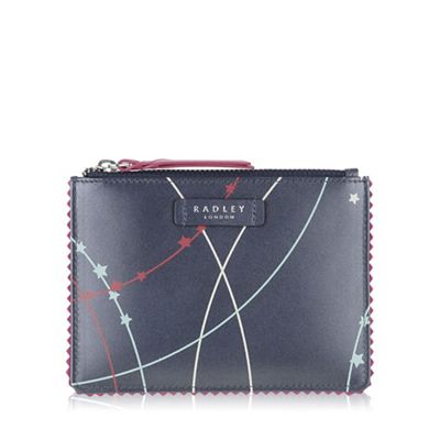 Small navy leather 'Constellation' pouch